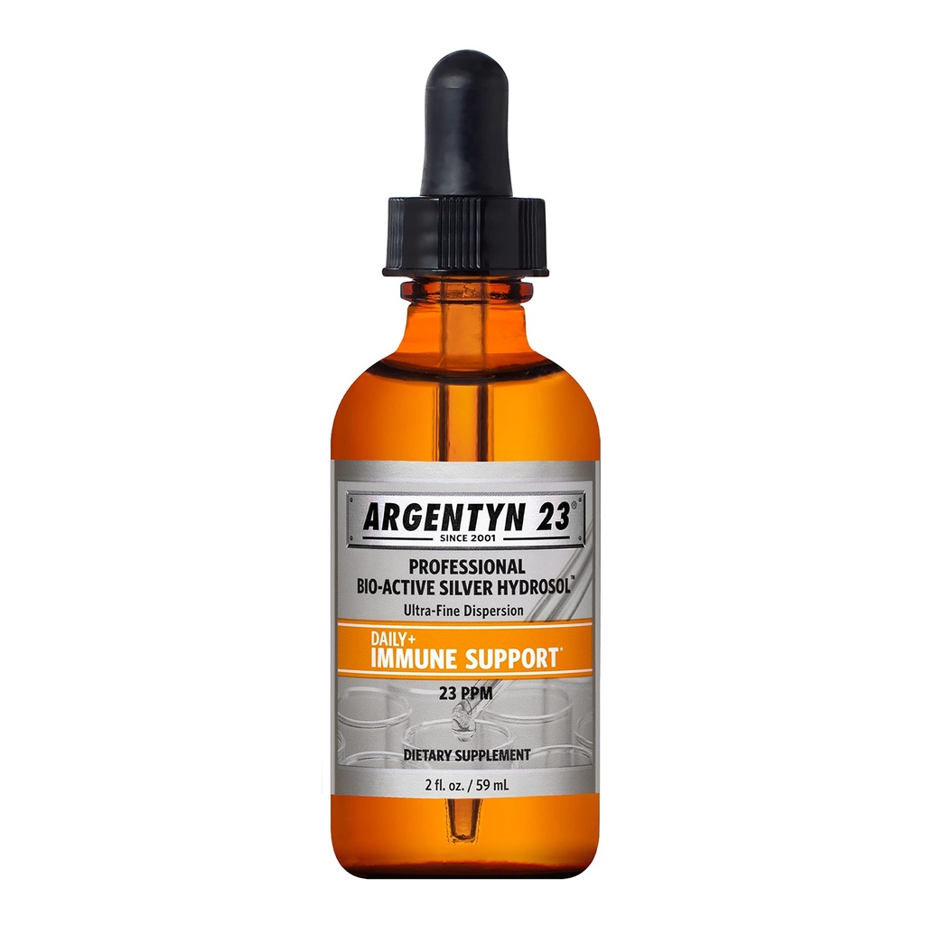 Argentyn 23 Soutien immunitaire professionnel - Argent colloïdal, hydrosol en argent bioactif, 23 ppm, goutte à goutte liquide, 2 Fl Oz (59 ml)