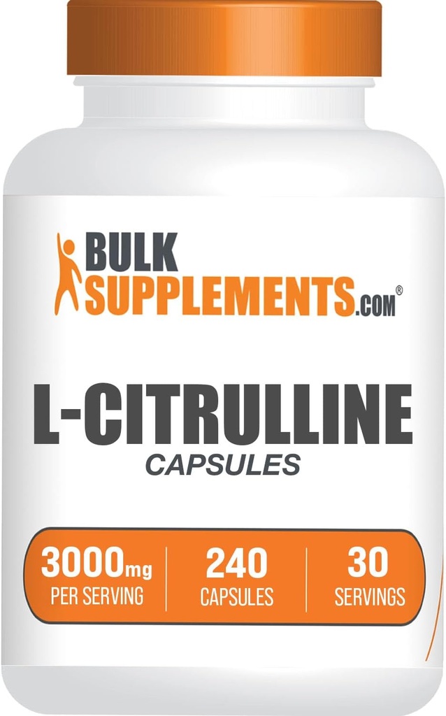 BulkSupplements.com L-Citrulline Capsules - Citrulline Supplement, L-Citrulline 3000mg Capsules - Citrulline Pills, Gluten Free - 8 Capsules per Serving, 240 Capsules (Pack of 1)