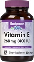 Bluebonnet Nutrition Vitamine E 400 UI (268 mg) Tocophérols mélangés Softgels, Portion Radicale Libre et Support Cardiovasculaires, Sans gluten, Sans lait, 50 Softgels, 50 portions