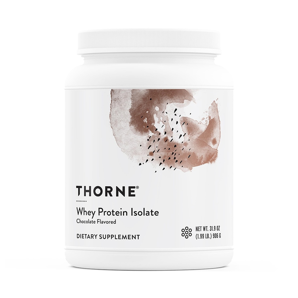 THORNE - Isolate de protéines de lactosérum - Profil équilibré des acides aminés avec BCAA - 21 grammes de poudre de protéines de lactosérum facile à digérer - Certifié NSF pour le sport - Chocolat - Sans gluten et sans soja - 30 portions