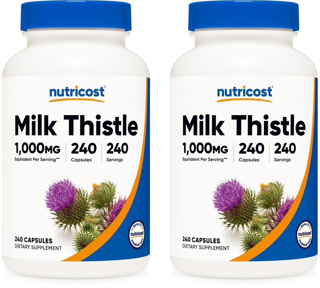 Nutricost Thistle de lait 1000mg équivalent, 240 Capsules (2 Pack) - 250mg d'extrait 4:1 - Vegan, non-OGM et sans gluten