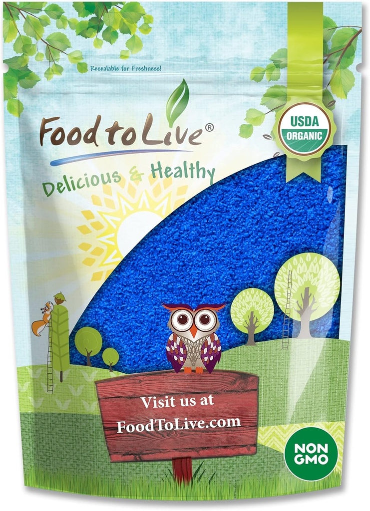 Alimentation en poudre de Spiruline Bleue biologique vivante, 8 onces – Non-OGM, Extrait d'algues bleu-vert pure, végétalien, non irradié, idéal pour les jus, smoothies, shakes, boissons et colorants alimentaires