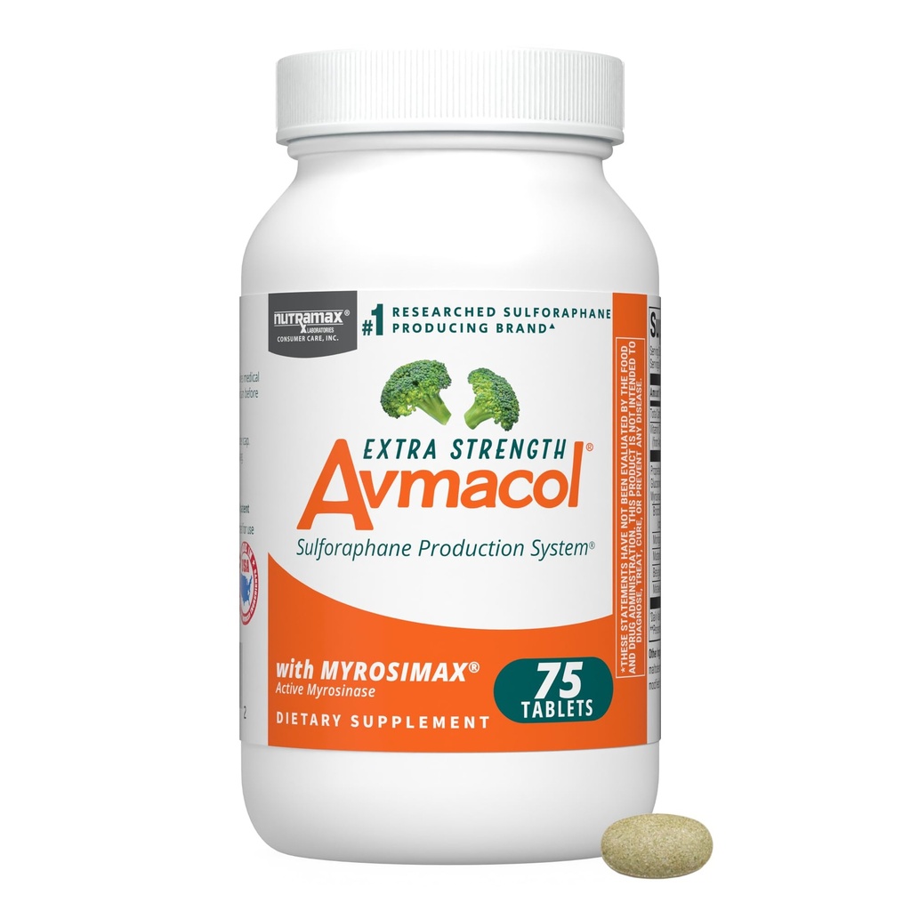 Laboratoires Nutramax Avmacol Extra Strength #1 a étudié la marque Sulforaphane-Producing pour la désintoxication, le soutien antioxydant, la santé immunitaire, les adultes et les enfants, Moringa, 75 comprimés