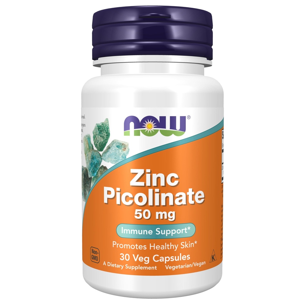 MAINTENANT Aliments suppléments, Picolinate de zinc 50 mg, soutient les fonctions enzymatiques*, support immunitaire*, 30 gélules