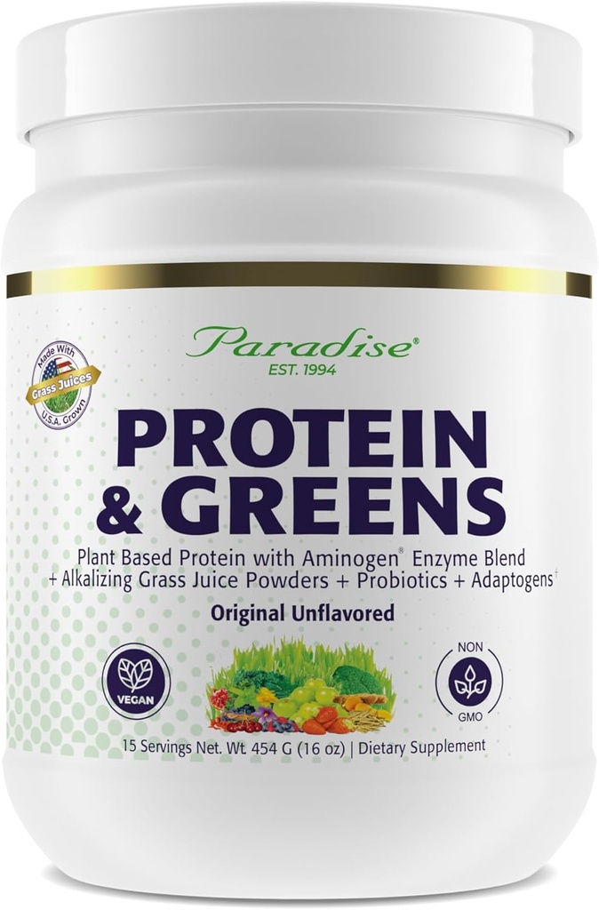 Herbes paradisiaques ORAC Énergie Protéines et Verts Poudre, Antioxydant Puissance de 24 portions de fruits et légumes dans 1 Scoop + 20g Protéines, Sans saveur, 15 portions