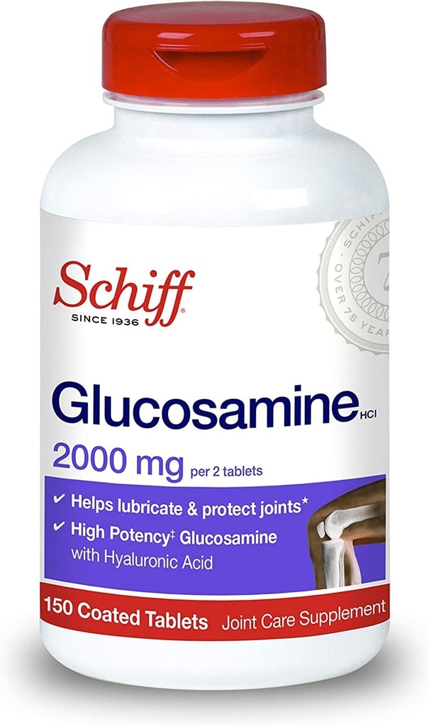 Schiff Glucosamine 2000mg avec acide hyaluronique (paquet de 4)
