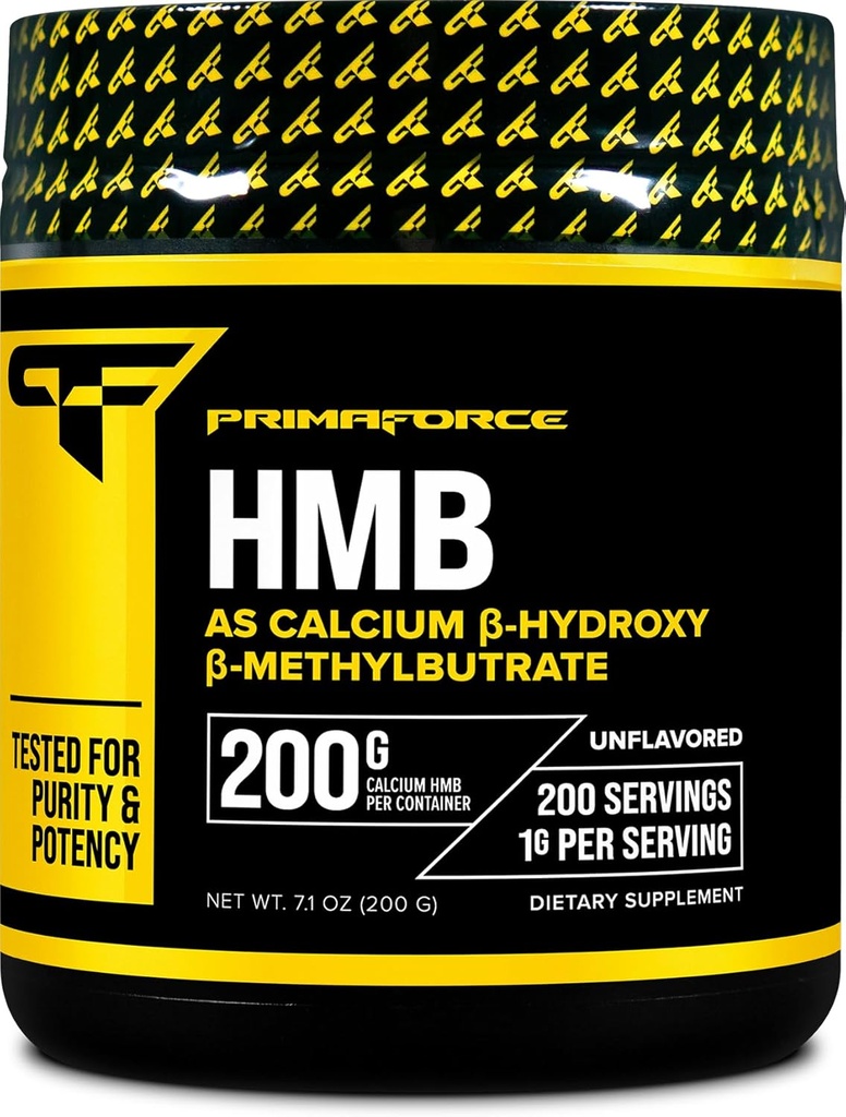 Poudre de supplément Primaforce HMB (200g) (non aromatisée) - Béta-Hydroxy-Béta-méthylbutrate de calcium pur