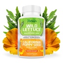 Parker Naturals Extrait de laitue sauvage et supplément de california Poppy Seed, supplément à base de plantes de première qualité pour un sommeil et un soulagement sains, 120 capsules