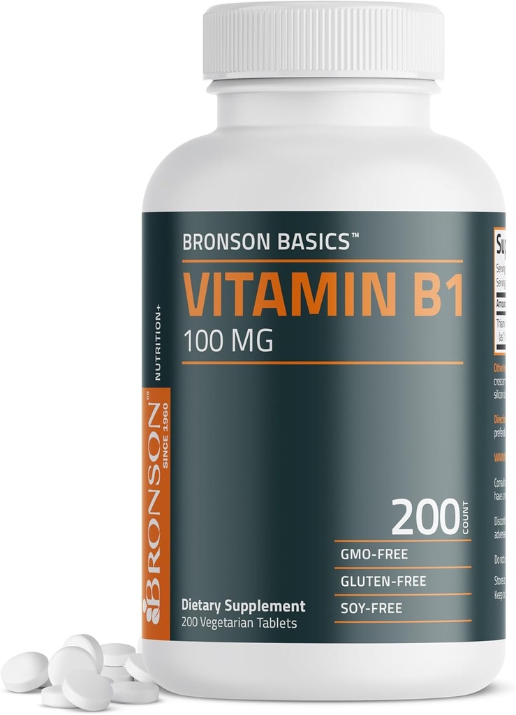 Bronson Vitamine B1 100mg, non OGM, 200 comprimés végétariens