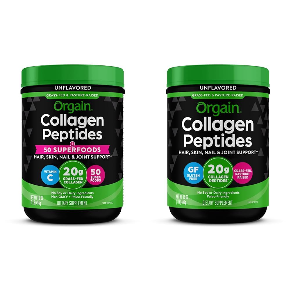 Poudre de collagène hydrolysée + 50 superaliments biologiques, 20g de peptides de collagène à l'herbe et de peptides de collagène hydrolysé, 20g de collagène à l'herbe - Cheveux, peau, ongles et articulations