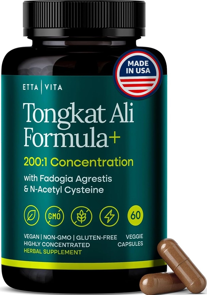 Potent Longjack - Tongkat Ali & Fadogia Agrestis Supplément pour les hommes et les femmes Énergie, T Support, Lean Muscle Growth & Recovery, Hormonal Balance, Pré-travail avec Vegan NAC foie Detox & Cleanse