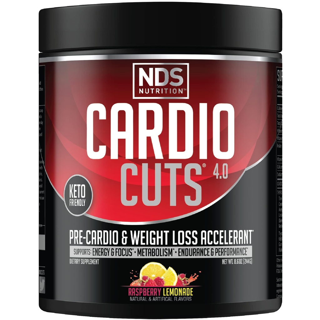 NDS Nutrition 4.0 Supplément de préentraînement - Perte de poids avancée et formule précardio avec L-Carnitine, CLA, MCT, L-Glutamine et huile de carthame - Lémonade Razz (40 portions)