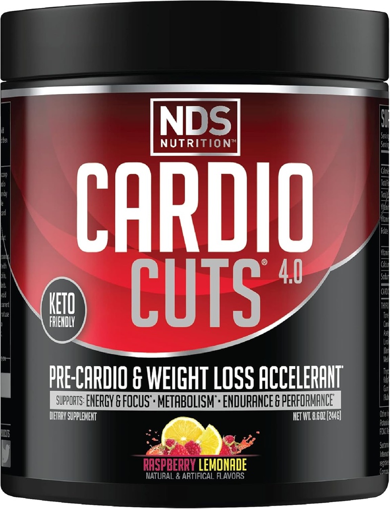 NDS Nutrition 4.0 Supplément de préentraînement - Perte de poids avancée et formule précardio avec L-Carnitine, CLA, MCT, L-Glutamine et huile de carthame - Lémonade Razz (40 portions)