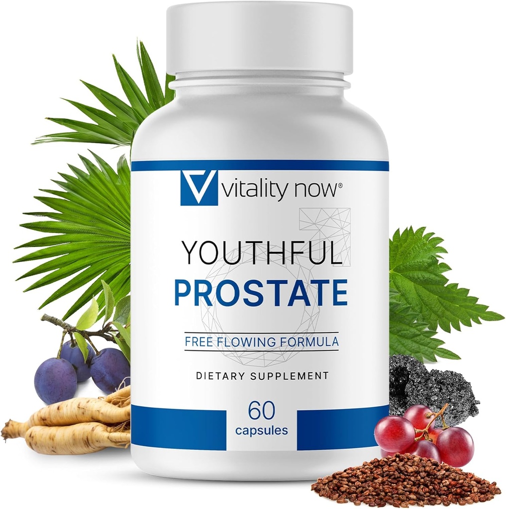 Prostate jeune - Saw Palmetto pour hommes avec Panax Ginseng, Protection antioxydante, Vitamine E, Lycopène - Suppléments de prostate pour hommes