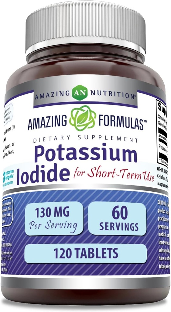Formules étonnantes Potassium Iodide Supplément de 130 mg 120 comprimés non-OGM