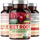 N1N Capsules de racines de betterave biologique premium 1300mg 120 capsules de légumes [Sans OGM et sans gluten] Toutes les graines de betterave naturelles en poudre pour le soutien énergétique
