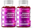 Vitamatic 2 Packs Vitamine B6 100mg Gommies – Saveur de fraise naturelle – 60 Gommies à base de pectine par bouteille – Système nerveux et soutien énergétique