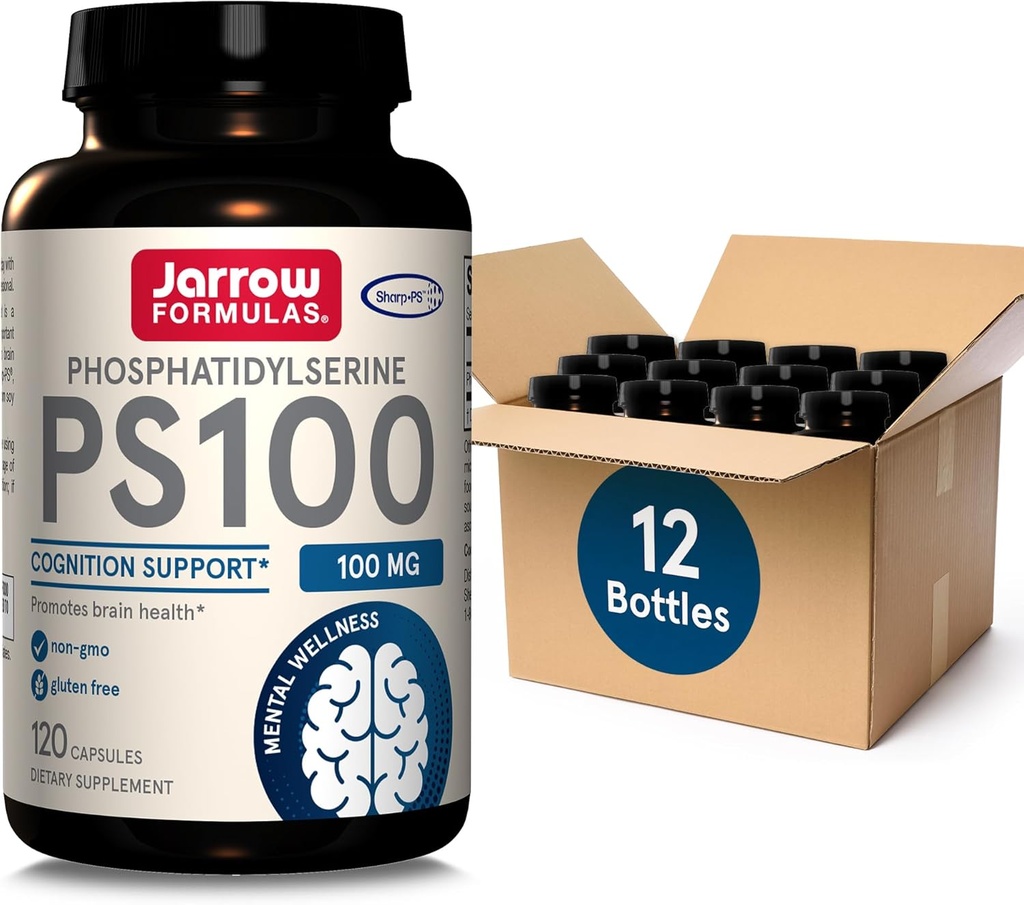 Formules de Jarrow PS100 Phosphatidylsérine 100 mg, supplément alimentaire pour le soutien de la santé cérébrale et de la cognition, 120 capsules, 40-120 jours d'approvisionnement, paquet de 12