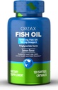 ORZAX Omega 3 Huile de poisson 1200 mg - Supplément Omega 3 de l'EPA DHA - favorise la santé du coeur, des yeux, des articulations, des nerfs, des immunes, du cerveau et du sang - sans Burpless et au citron - sans OGM - 120 softgels - 60 jours