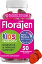 Gommies probiotiques pour enfants Florajen - Suppléments prébiotiques, probiotiques et postbiotiques à triple action pour la santé digestive, le soutien immunitaire et le soulagement du blottis - bio, végétalien et sans gluten - 50-Comte