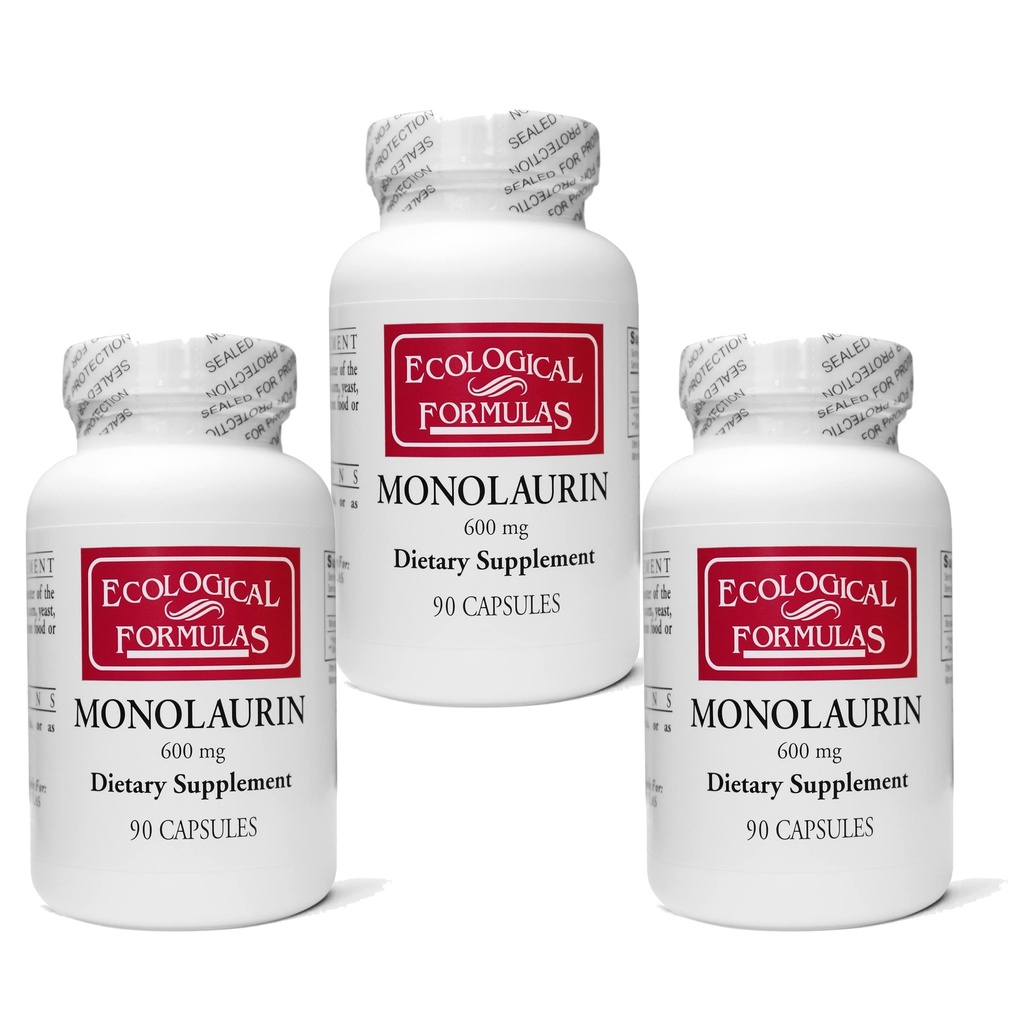 Ecological Formulas 600 mg Monolaurin - Three Individually Sealed Bottles 270 Count
