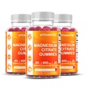 Gommies de magnésium Vitamatique 600mg par service – 60 Gommies Vegan – Relaxation, Muscle, Bone & Soutien énergétique – 3 Pack