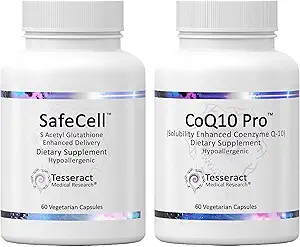 Tesseract Medical Research Master Antioxydant et Vitality Bundle, Supplément de glutathion pour le soutien neurologique et la santé musculaire, Formule hypoallergénique