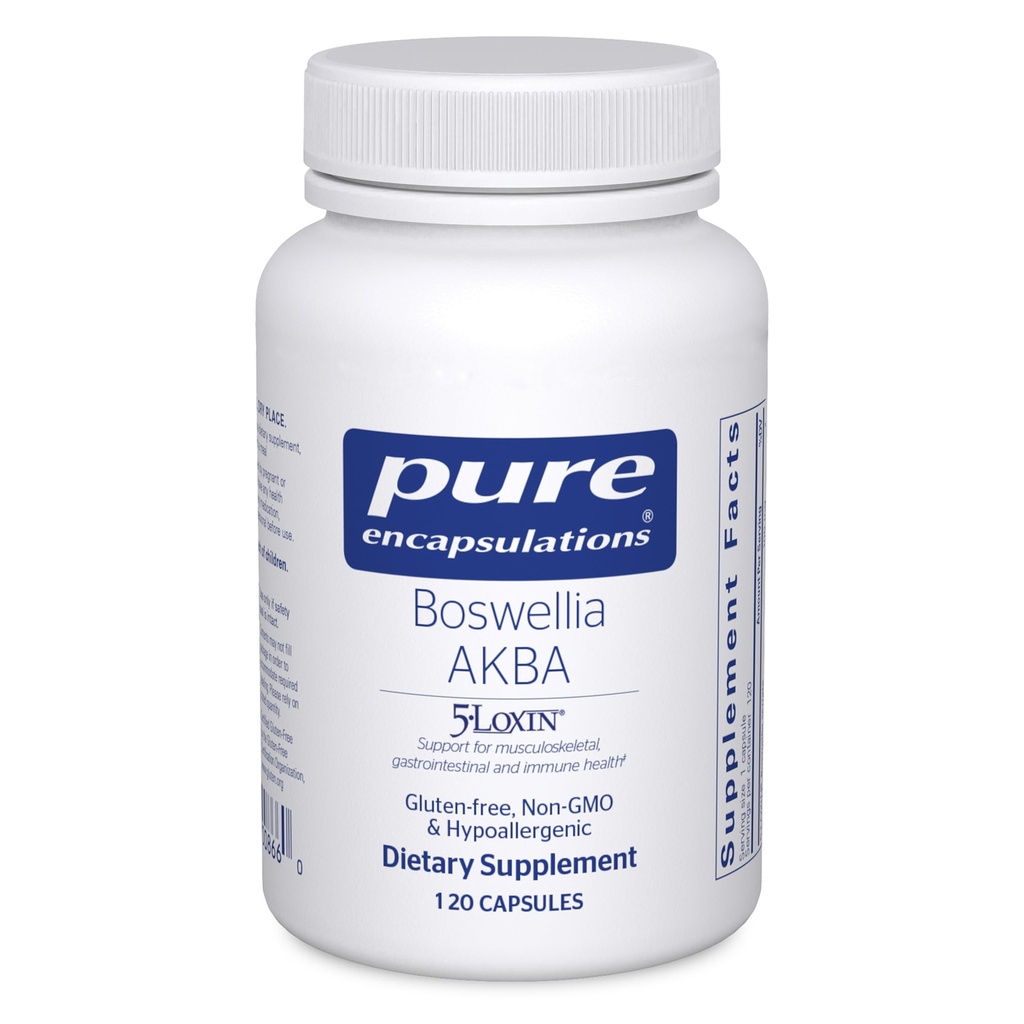 Encapsulations pures Boswellia AKBA - Supporte la santé, le colon, le système immunitaire, le système gastro-intestinal et la santé cellulaire* - avec l'extrait de Boswellia 5-LOXIN - Vegan & Non-OGM - 120 capsules