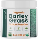 Teaveli Bio Barley Poudre de jus d'orge – Extrait de jus d'orge cru, cultivé en Utah pour détox- Compléments Jus d'orge de blé- Fabriqué aux États-Unis sans gluten, additifs ou conservateurs- 8 oz (226 grammes)