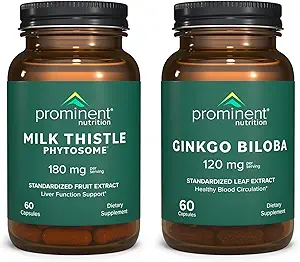Prominent Nutrition Antioxidant Support Bundle - Ginkgo Biloba Supplement & Milk Thistle Phytosome Supplement