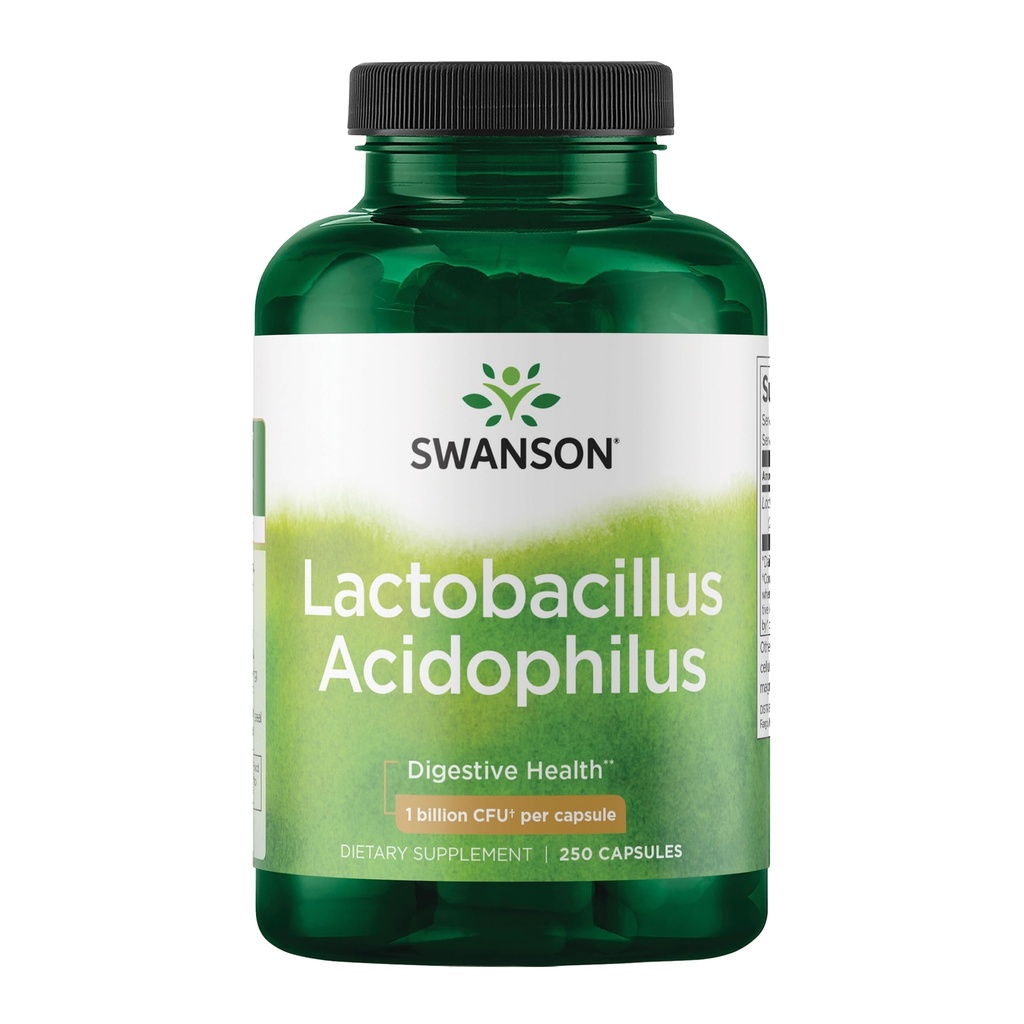 Swanson Lactobacillus Acidophilus Probiotique pour les adultes qui cherchent un soutien quotidien pour la santé digestive et bowel avec 1 milliard d'UFC - résistant à l'acide (250 capsules)