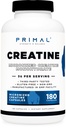 Primal Creatine Monohydrate (3 000 Mg, 180 capsules) - Supplément de créatine micronisé, 750mg par gélule, parfait pour pré-entraînement et récupération - Sans gluten, sans OGM