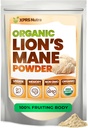 XPRS Nutra Bio Lion's Mane Mushroom Powder - Premium pour la clarté mentale, la cognition et l'immunité - Vegan Friendly (16 oz)