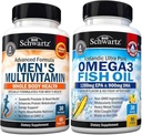 Multivitamine quotidienne avancée pour hommes avec vitamine C A B D3 E et zinc (1 mois d'approvisionnement) Plus Triple force Oméga 3 huile de poisson softgels (1 mois d'approvisionnement)