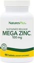 NaturesPlus Mega Zinc 100 mg Sustained Release - 90 Tablets - Vegetarian, Gluten Free - 90 Servings