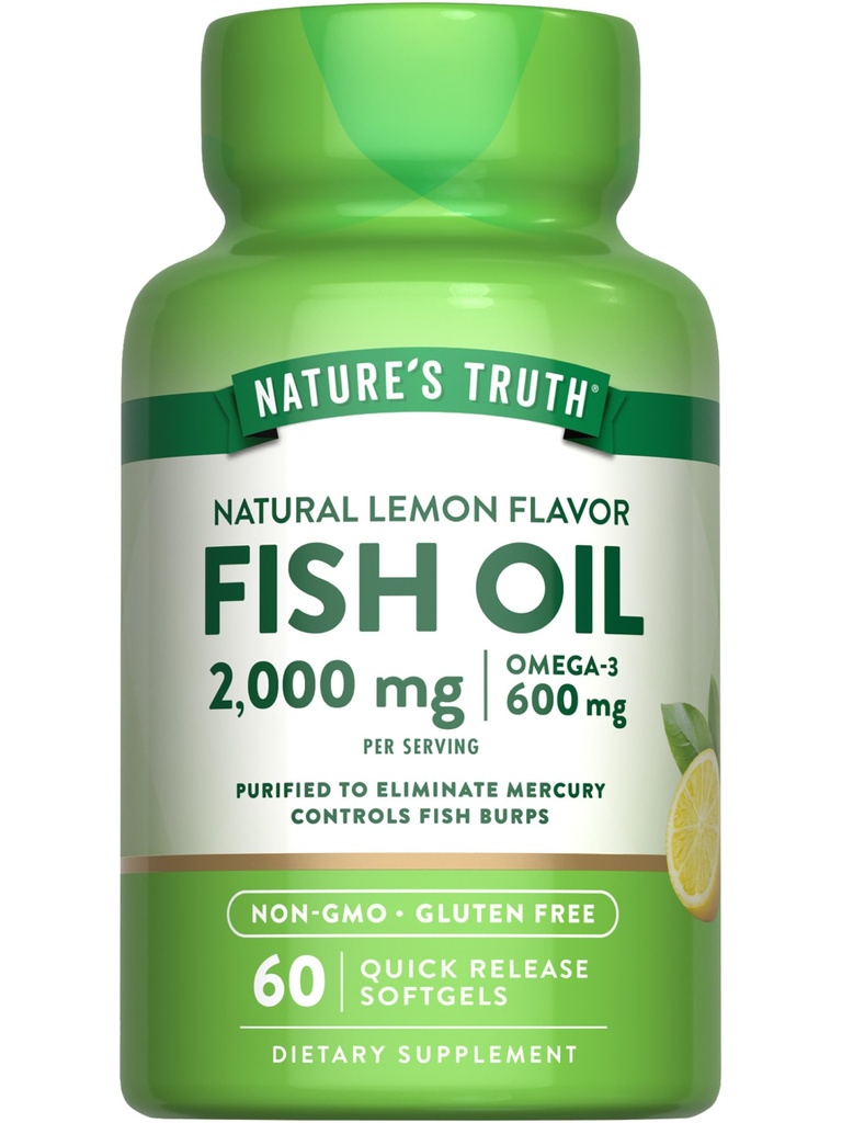 Nature's Truth Fish Oil Omega 3 Supplément $20,00060 Softgels EPA & DHA.