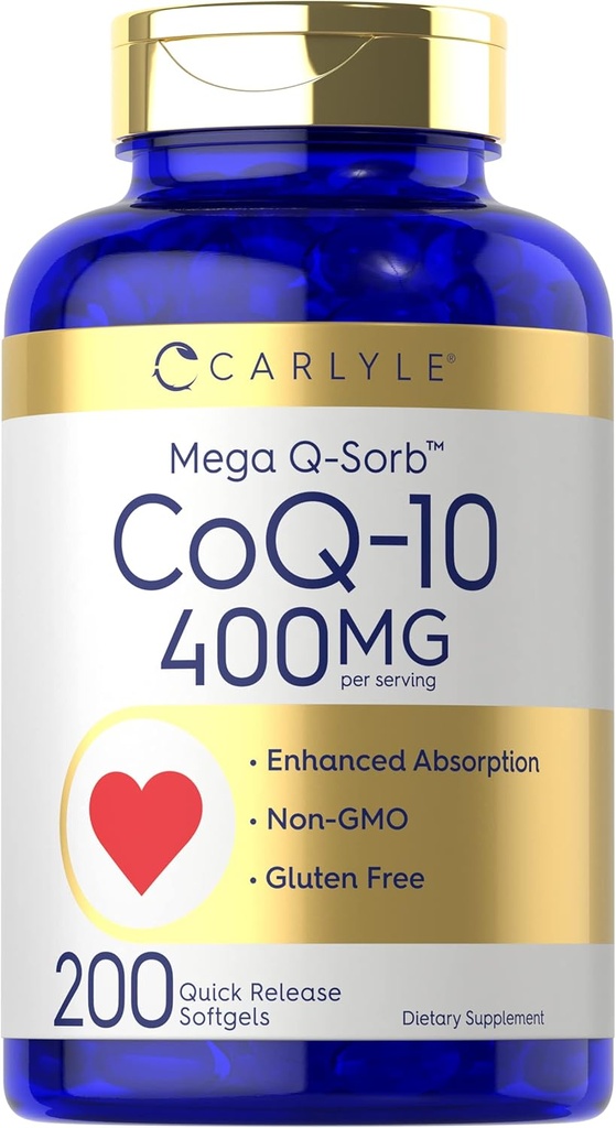 Carlyle Coq10 400mg Softgels (en anglais seulement) 200 Comte (en anglais seulement) Supplément sans OGM et sans gluten (en anglais seulement)