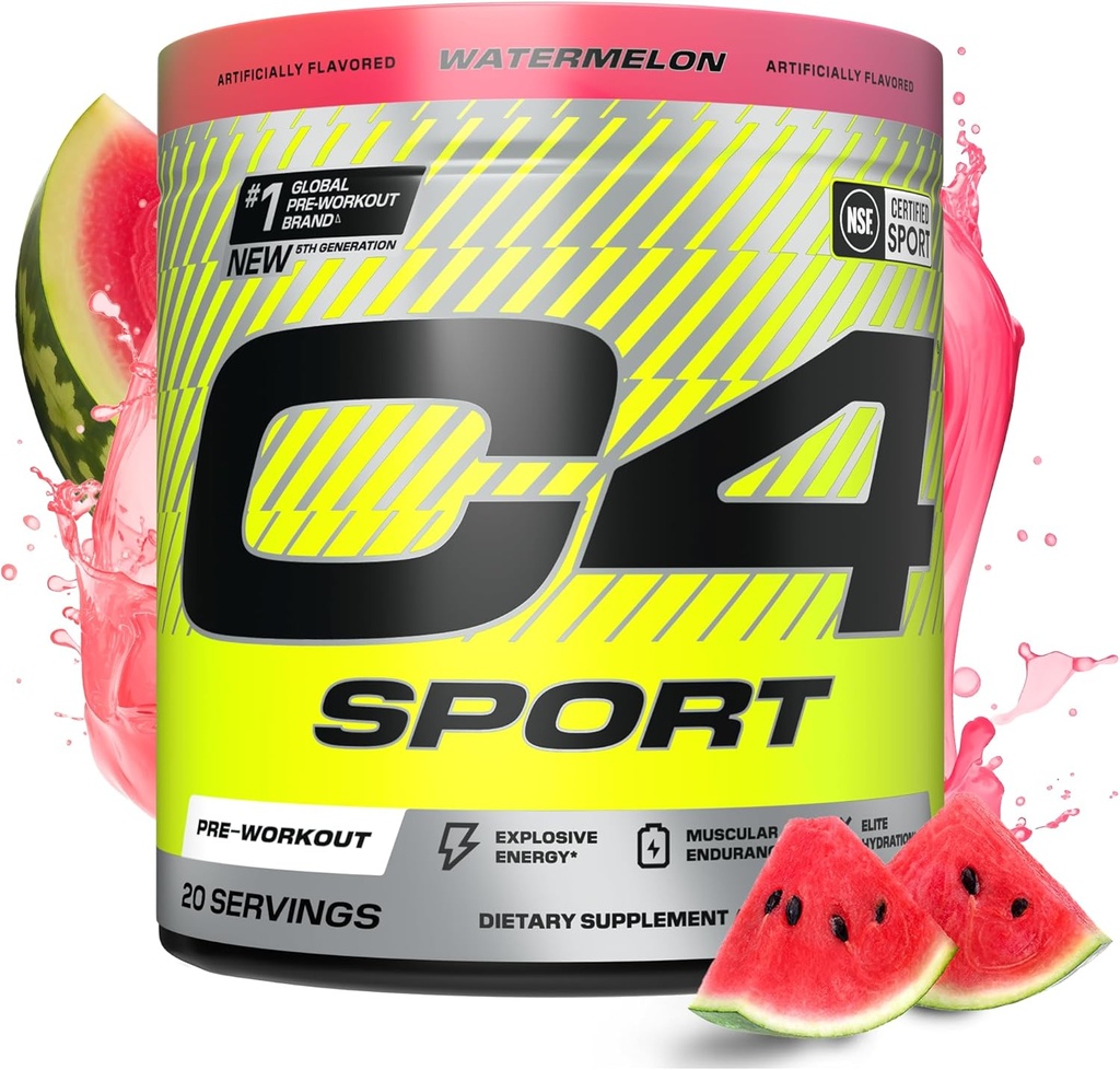 Cellucor C4 Sport Pre Workout Powder - NSF Certified for Sport - Elite Hydratation - 200mg Caféine + Créatine + Beta-Alanine - Electrolytes et supplément énergie - pastèque, 20 portions