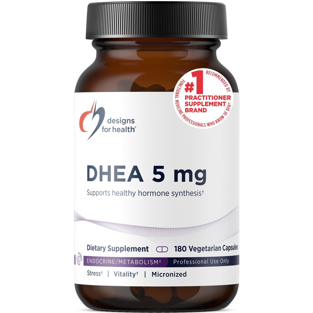 Conceptions pour la santé DHEA 5mg - Supplément DHEA pour hommes + femmes - Supplément pour aider à soutenir le vieillissement en santé, l'intégrité musculaire, l'énergie + synthèse hormonale - non-OGM (180 capsules)