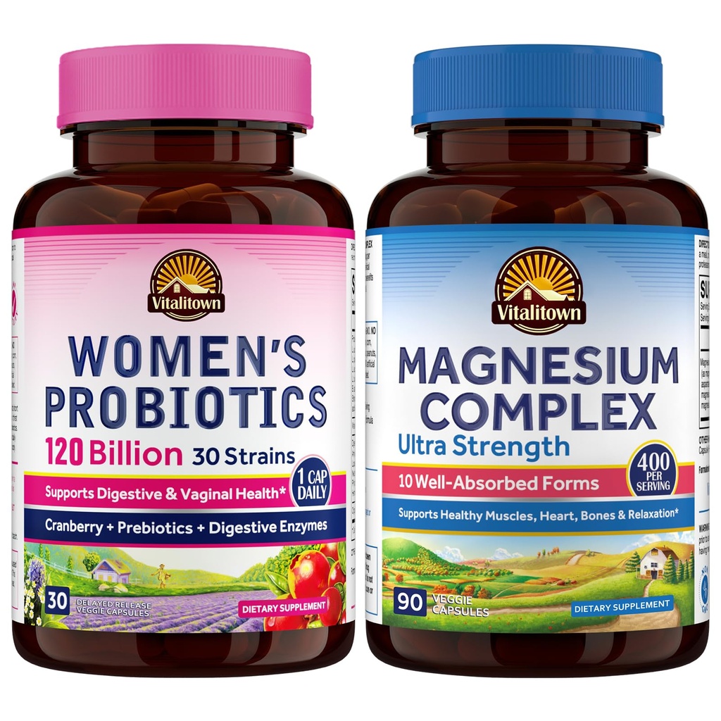 Vitalitown Magnésium + Bundle Probiotique (paquet de 2)