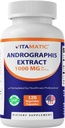 Extrait Vitamatic Andrographis 1000 mg par portion - 120 gélules - 20X Extrait, 100% végétarien, tout naturel, sans gluten, sans OGM