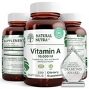 Vitamine Nutra naturelle A 10 000 UI de softgels – Vitamines oculaires et cutanées de haute puissance – Supplément de vitamine A sans gluten pour la vue et la santé de la peau – Huile de foie de poisson pour les hommes et les femmes, sans gluten, 250 softgels