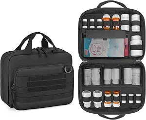 Damero Pill Organisateur de bouteilles, Sac de médecine de voyage Organisateur de médicaments Stockage pour les bouteilles de pilules et suppléments médicaux, Noir (Bag SEULEMENT)