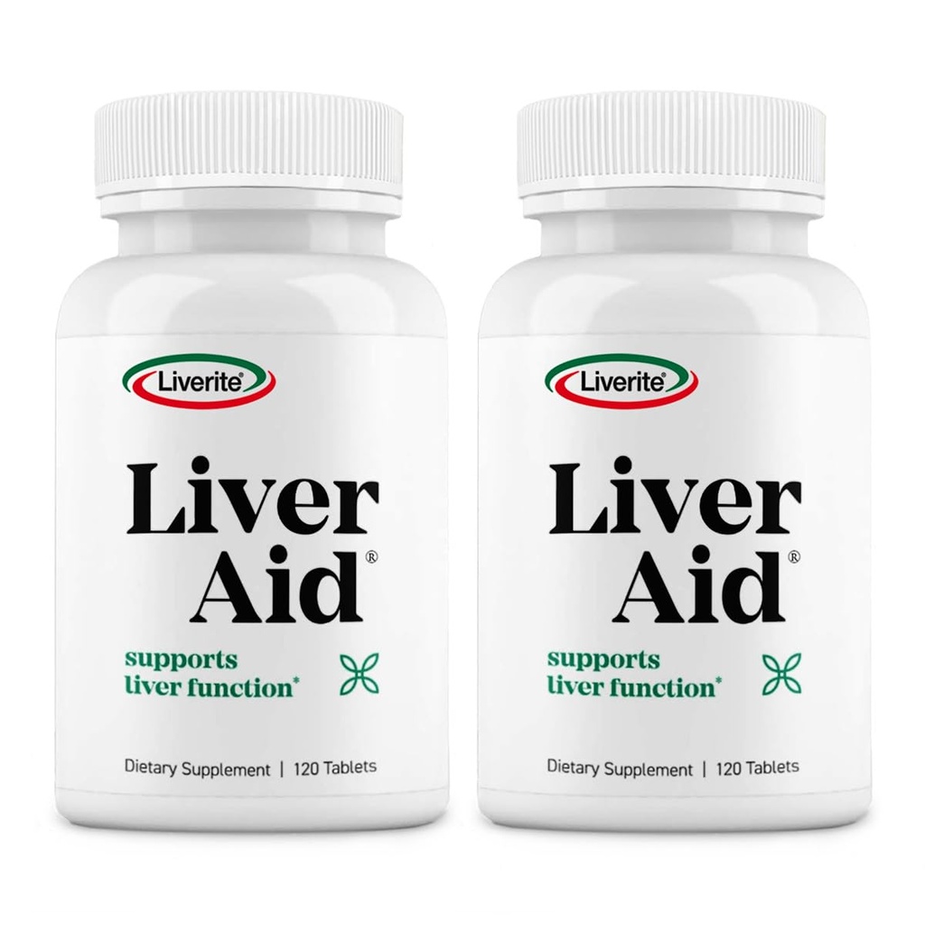 Aide hépatique LIVERITE 2-Pack 120 comprimés (total 240ct) soutient la fonction hépatique saine, l'énergie physique et la vitalité.