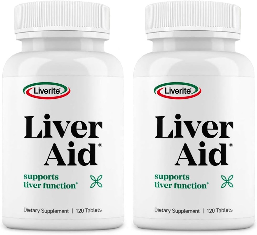 LIVERITE Liver Aid 2-Pack 120 Tablets (Total 240ct) Supports Healthy Liver Function, Physical Energy and Vitality.