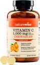 NatureWise Extra Strength Vitamine C Chewable 1000mg pour les adultes - Saveur d'orange naturelle - Système immunitaire et support antioxydant - Non-OGM, végétalien et sans sucre - 90 comprimés à croquer[45 jours]