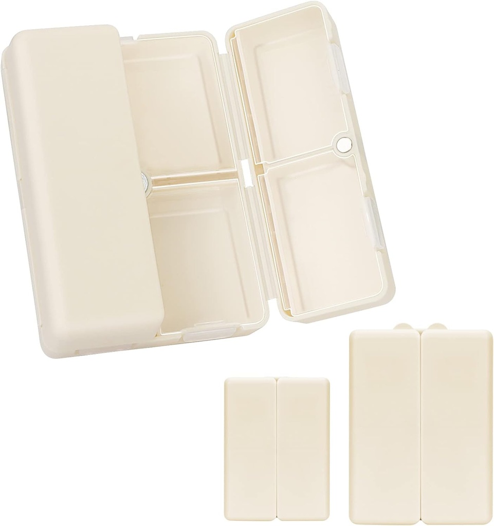 FYY 2 Pcs Daily Pill Organizer, 7 compartiments Portable Pill Case Travel Pill Organizer, [Folding Design] Pill Box for Purse Pocket to Hold Vitamines, huile de foie de morue, suppléments et médicaments-blanc
