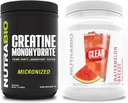 NutraBio Créatine monohydratée, non aromatisée, (500 g) et l'isolat de protéines de lactosérum clair, (Watemelon Breeze) Supplement Bundle – Énergie musculaire, croissance maximale, récupération et force