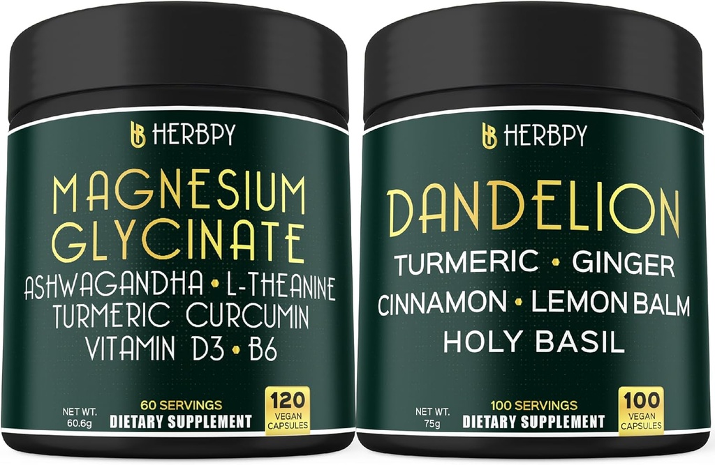 Supplément glycinate de magnésium et supplément de dandelion de 6in1