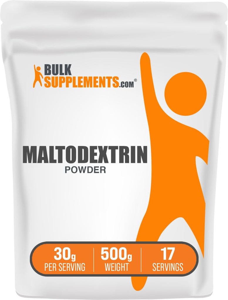 BulkSupplements.com Poudre de maltodextrine - Supplément de maltodextrine pour stimuler l'énergie, grade alimentaire - Sans aromatisants et sans gluten, 30g par portion, 500g (1,1 lb) (paquet de 1)